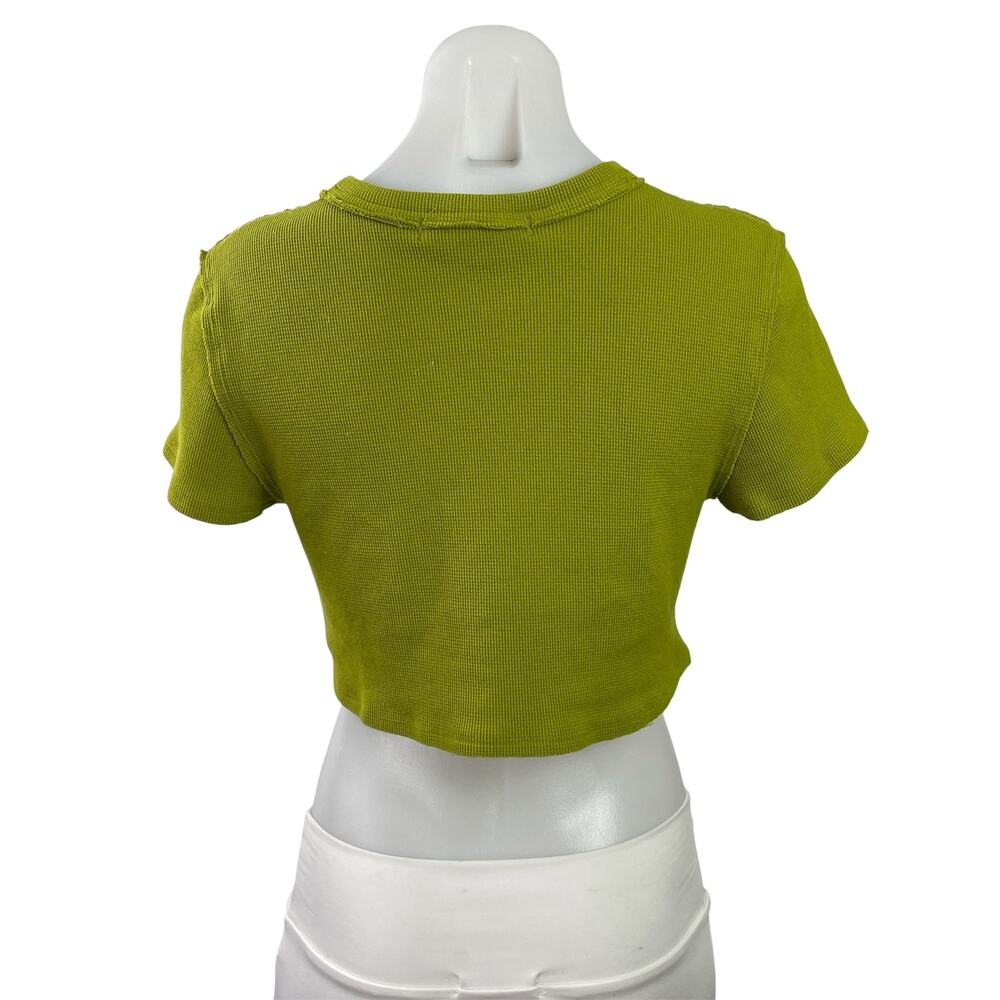 Free People Olive Green Tie-Front Crop Top - Picture 3 of 5